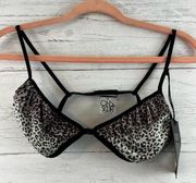 Chaser Leopard Print Sheer Triangle Bralette Size M