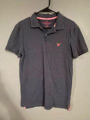 American Eagle Navy And Pink Polo Shirt Size Small