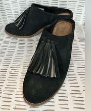 TOMS Leila Black Suede Tassel Mule size 7.5