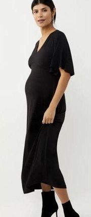 black vneck maternity maxi dress size small