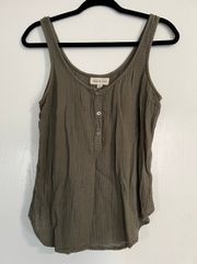 Army Green Quilted Cotton Tank 