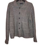 Jane Ashley Wool Blend Button Front Cardigan Shacket Sweater Grey XL