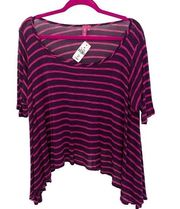 new LF Emma & Sam ᯾ Oversized Stripe Hi Lo Handkerchief Hem Tee ᯾ T Shirt Top XS