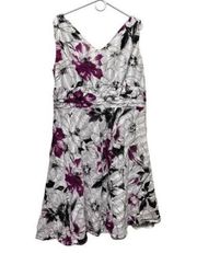 Robbie Bee Womens Dress Pink Floral Plus Size 20 20W Lined Fit Flare‎ 180903