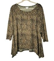 Jaclyn Smith Ladies Leopard Flowy Gorgeous Stylish 3/4 Sleeve Blouse SZ Large