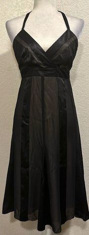 AGB Dress Vintage 90s Black Chiffon Halter Party Dress