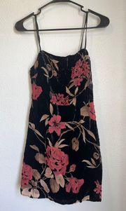 LUSH Lady in Love Black Floral Print Velvet Mini Dress | Lulus dress | size S