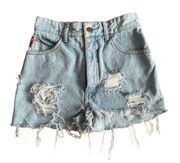 Vintage 90s Y2K Bongo Distressed Cheeky Shorty Shorts broken zip size 5 Broken