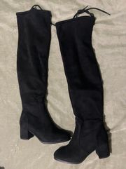 Black Suede Over The Knee Boots