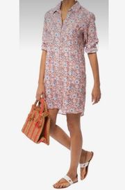 Roller Rabbit NWT Tishka Floral Linen Shirt Dress Coral, S