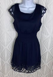 / Dark Blue  Smocked Waist Mini Dress