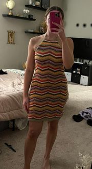 Multicolor Knit Halter Dress