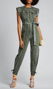 Ulla Johnson Adair Denim Jumpsuit Green Womens 6