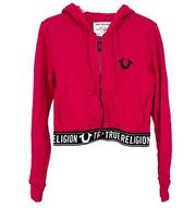 True Religion Red Cropped Full Zip Hoodie Sz S