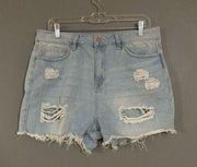 YMI Light Wash High Rise Dream Fit Distressed Shorts Size 15