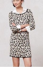 Velvet by Graham and Spencer Leopard Print Cashmere Blend Sweater Dress Small