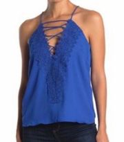 NWT Wayf Blue Lace Up Front Tank Top (L)