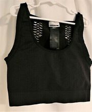 Womens Small Medium Perforated Back Detail Sports Bra Black Lightweight Noisy May