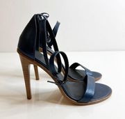 Tibi Amber Ankle Wrap Sandals Stiletto Leather in Caspian Blue Women's 37.5