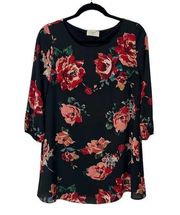 Everly Anthropologie Floral Print Long Sleeve Dress Women’s Size Small