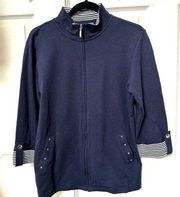 Karen Scott navy and white zip up jacket