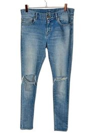 Saint Laurent D01 W/SK - LW Skinny Fit Distressed Denim Jeans