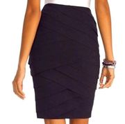 Black Pencil Skirt Instantly Slimming Size 4 WHITE HOUSE BLACK MARKET Tiered