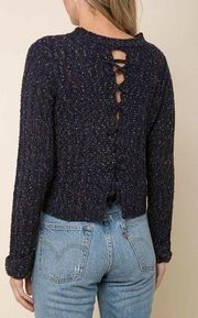 NEW RAGA Navy Astrid Laced Back Pullover Sweater