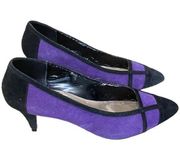 80's Purple & Black point toe GLORIA VANDERBILT retro color block pumps Size 8