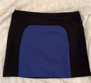 | Blue & Black Mini Skirt Size 12 Side Sipper Color Block Front