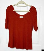 IDYLLWIND Miranda Lambert Size L Burnt Orange Ribbed Ruched Short Sleeve Tee