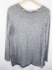 Le Lis Grey White Contrast Polka Dot Long Sleeve Shirt Women's Size Medium M