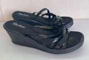 Strappy wedge slide sandals size 10