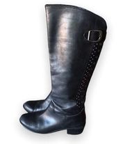 Arturo Chiang Women’s Sz. 6 Black Knee High Lace Back Leather Boots
