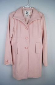 Kut from the Kloth Pink Peacoat Single Breasted Wool Blend Coat Size Medium