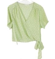 Size XL Ranya Faux Wrap Blouse in Sage Micro Floral NWOT