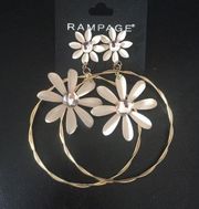 Rampage 3 d faceted hoops floral earrings