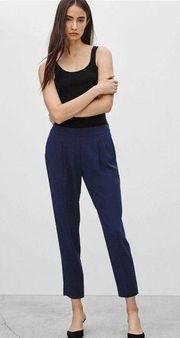 Babaton Aritzia Navy Blue Cohen Cropped Pleated Dress Trousers Pants Size 2