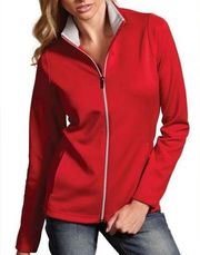 NWT Antigua Women's Red Full-Zip Stretch Jacket High Collar Long Sleeve Pockets