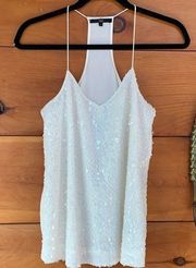 Tibi Women’s White Sequins Pullover Party Summer Top Size 0