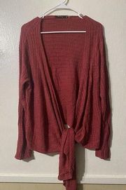 Nic + Zoe Lagenlook Boho Cardigan Womens XL Red Silk Minimalist Quiet Luxury