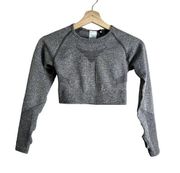 AYBL Motion Seamless Long Sleeve Crop Top Womens Size S Gray Athletic Workout