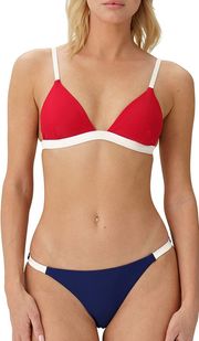 NWT  red and white triangle bikini top