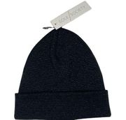 Sole Society black knit hat with subtley shimmery silver-metallic threads