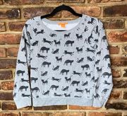 Joe Fresh Gray Black Cat Pullover Sweatshirt Women's Size Small