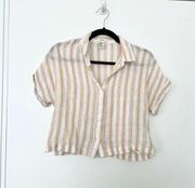 Forever 21 Striped cropped collared shirt