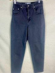 Levi’s  Silver Tab Black High Waisted Tapered Leg Denim Mom Jeans‎ Size 27 x 27