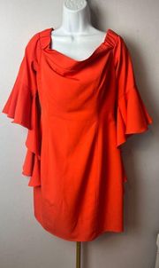 Gracia Orange Red Off Shoulder Dress Sz. L