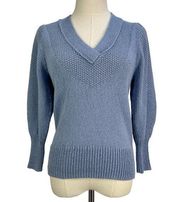 Brochu Walker Saskia Vee Cotton Knit Pullover Sweater Blue