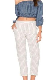 Theory Thorina Narrow Striped Linen Cropped Pants Size 6